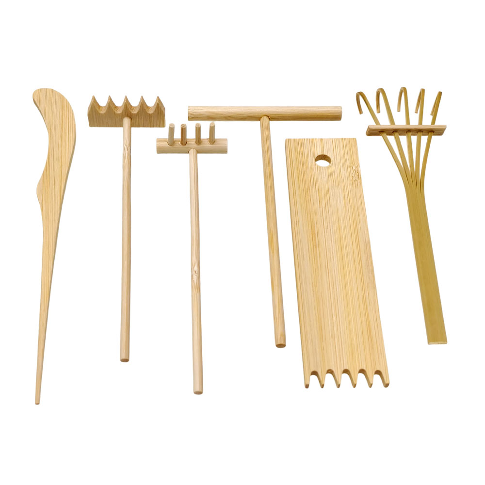 6 Pcs Alat Garu Pasir Bambu -  - Gardening Tools Drawing ulasan dan harga